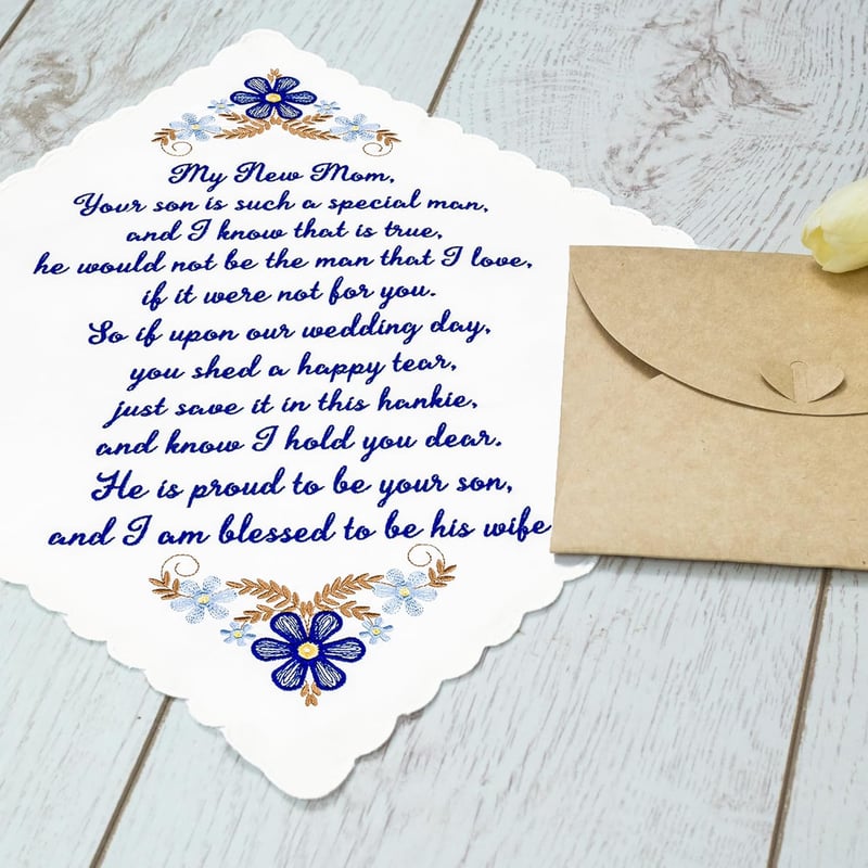 Embroidered Wedding Handkerchief for Parents and Grandparents