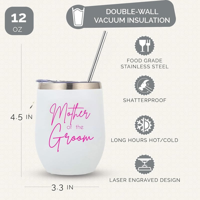 Mother of the Groom Stainless Steel Wine Tumbler with Lid