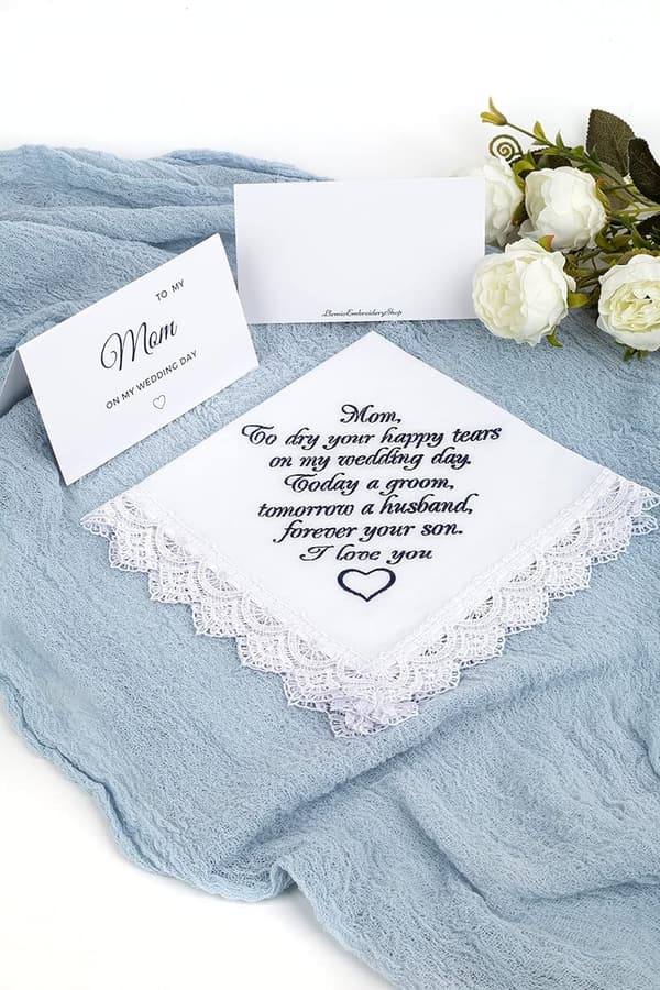 Mother of the Groom Embroidered Handkerchief Keepsake
