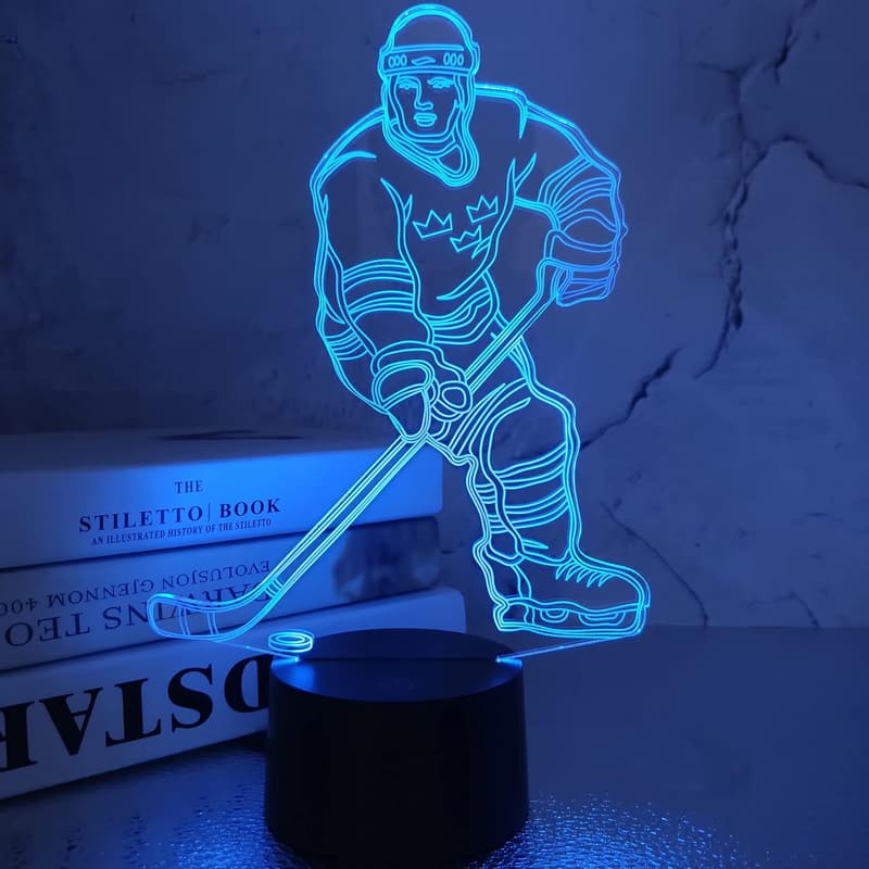 3D Hockey Night Light with Remote - Color Changing Lamp for Kids