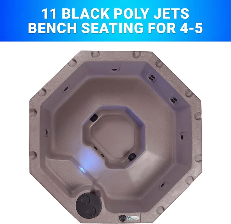 5-Person Plug-and-Play Hot Tub with LED Lights and Cover
