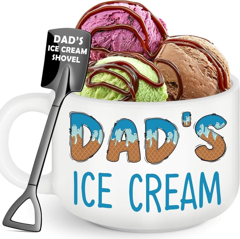 Funny Ice Cream Bowl Set with Shovel Spoon for Dad