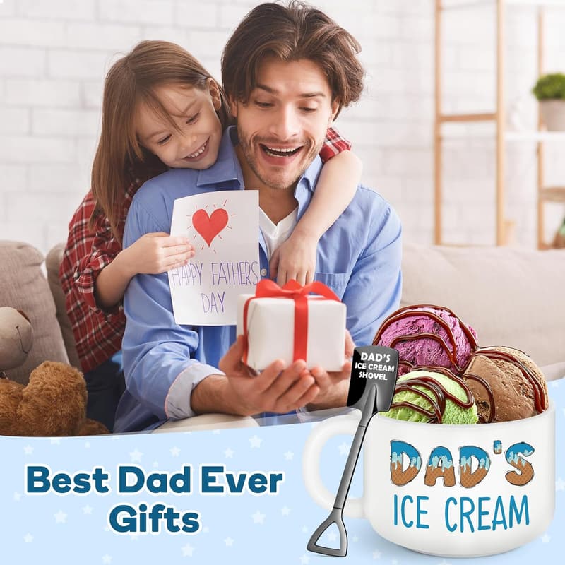 Funny Ice Cream Bowl Set with Shovel Spoon for Dad