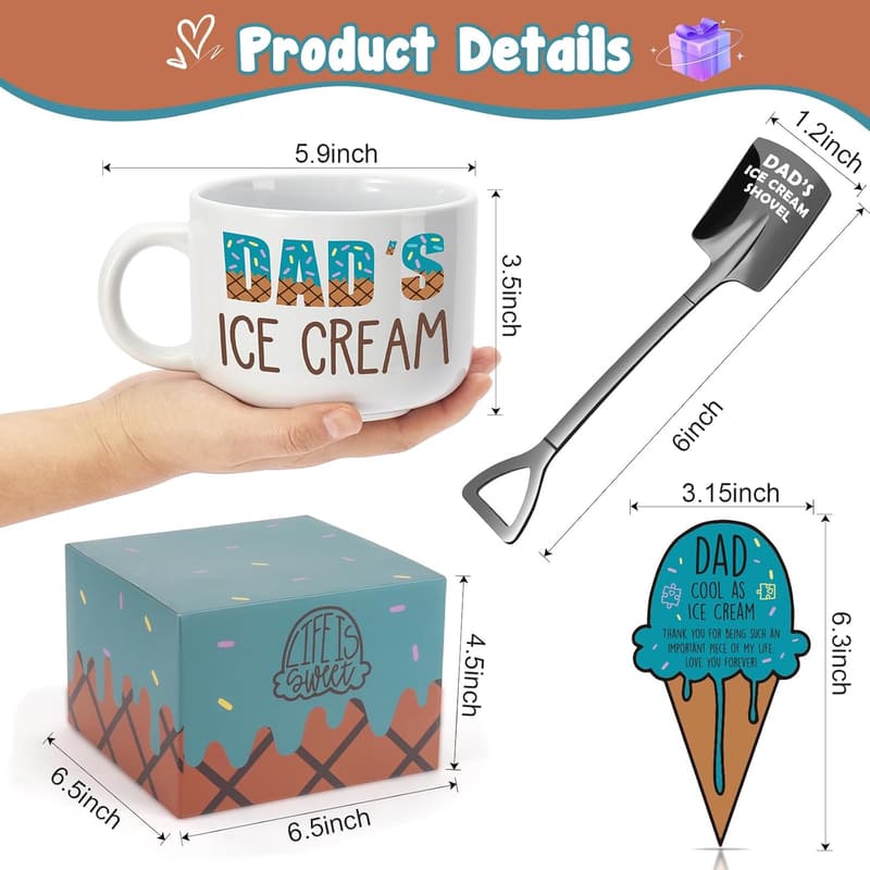 Funny Dad's Ice Cream Bowl Set - Perfect Father's Day Gift