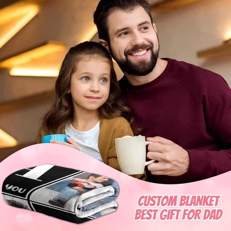 Personalized Photo Blanket for Dad - Custom Father's Day Gift