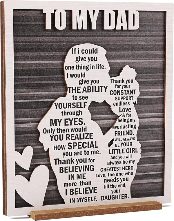 Rustic Wood Hug Sign for Dad from Daughter