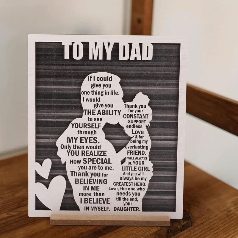 Rustic Wood Hug Sign for Dad from Daughter