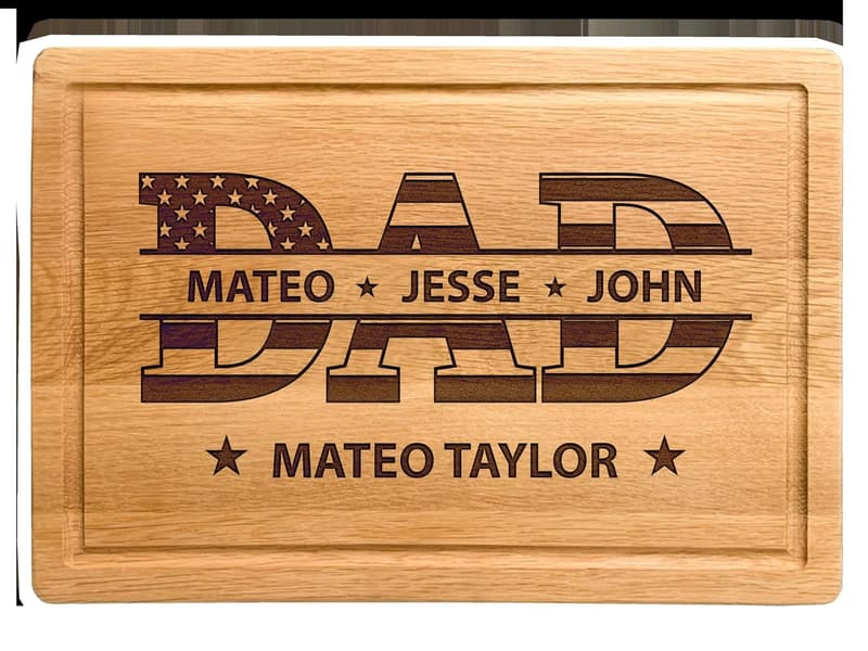 Personalized Cutting Board with Kids' Names for Dad