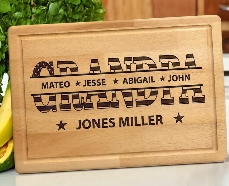 Personalized Cutting Board with Kids' Names for Dad