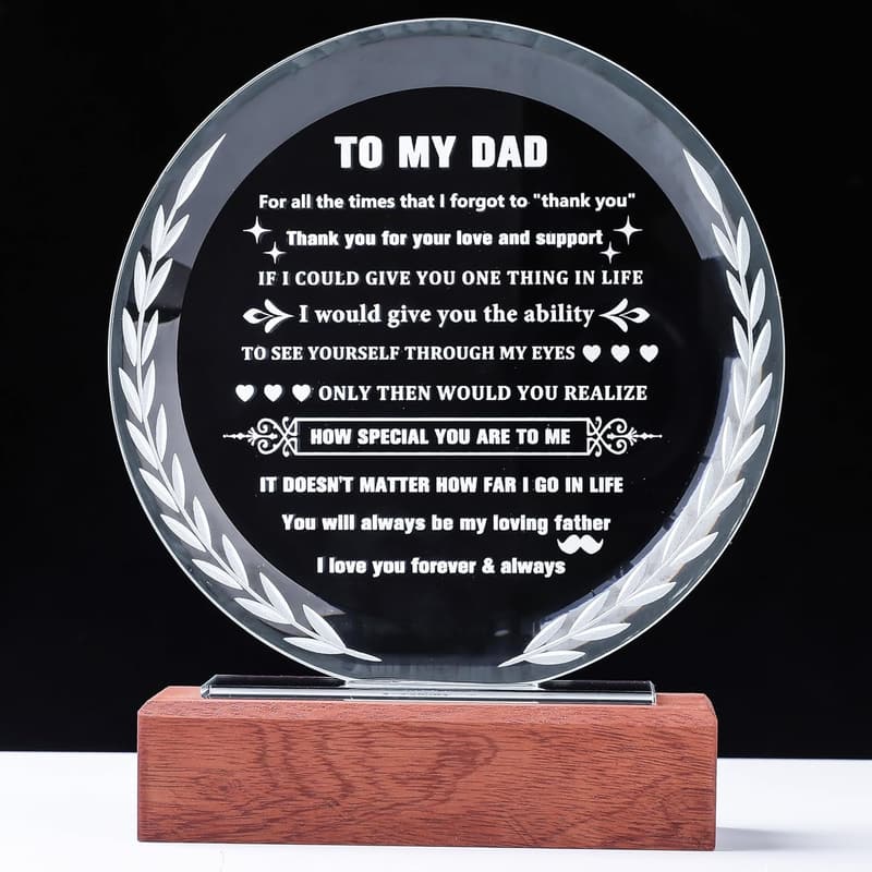 Father's Day Crystal Keepsake Plaque from Child