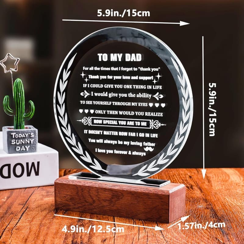 Father's Day Crystal Keepsake Plaque from Child