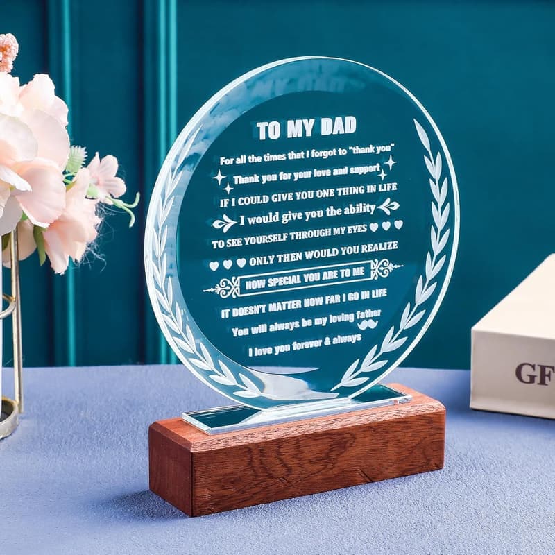 Father's Day Crystal Keepsake Plaque from Child