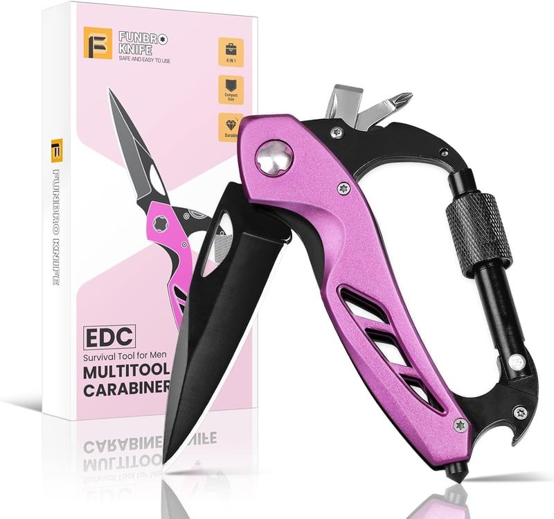 6-in-1 Pink Multitool Carabiner - Perfect Gifts for Mom