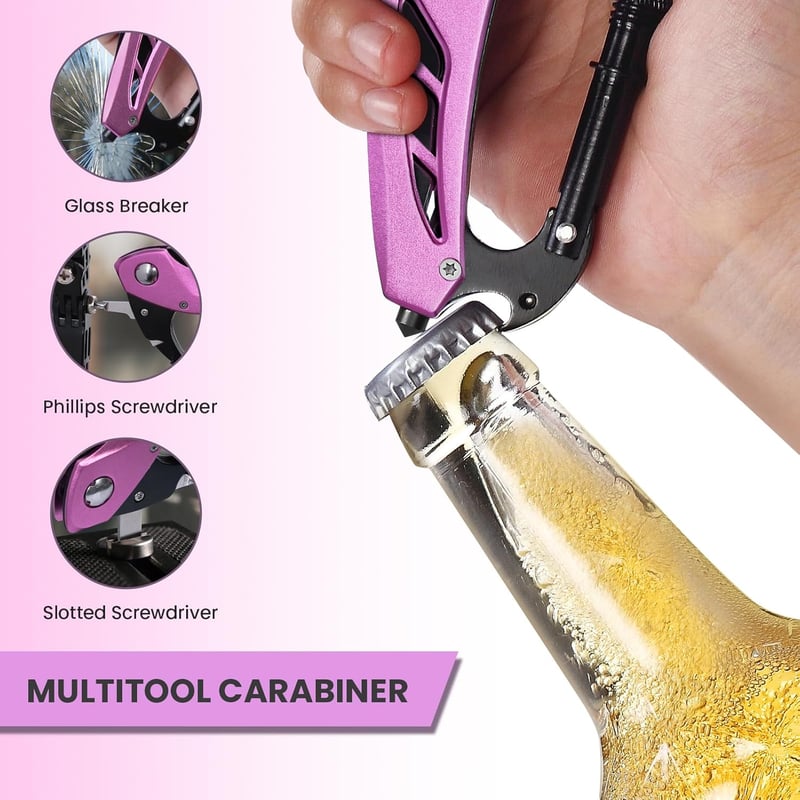 6-in-1 Pink Multitool Carabiner - Perfect Gifts for Mom