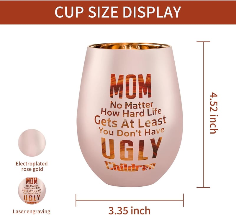 Mom Wine Glass – Funny Gift for Mother's Day or Birthday