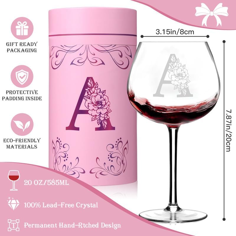 Personalized Monogrammed Wine Glass for Women - 20 oz
