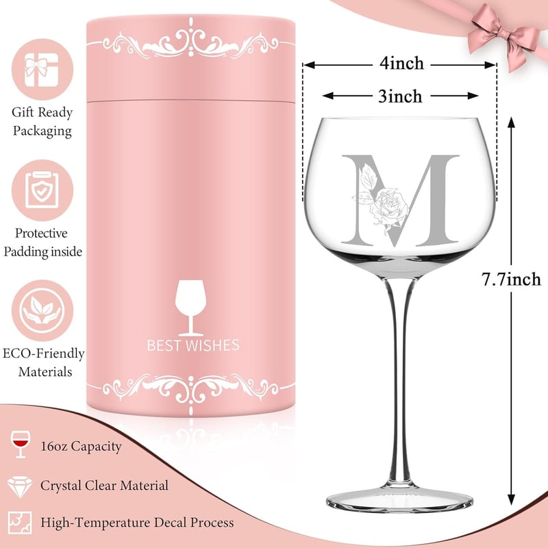 Monogrammed Wine Glass - Personalized Gift for Women