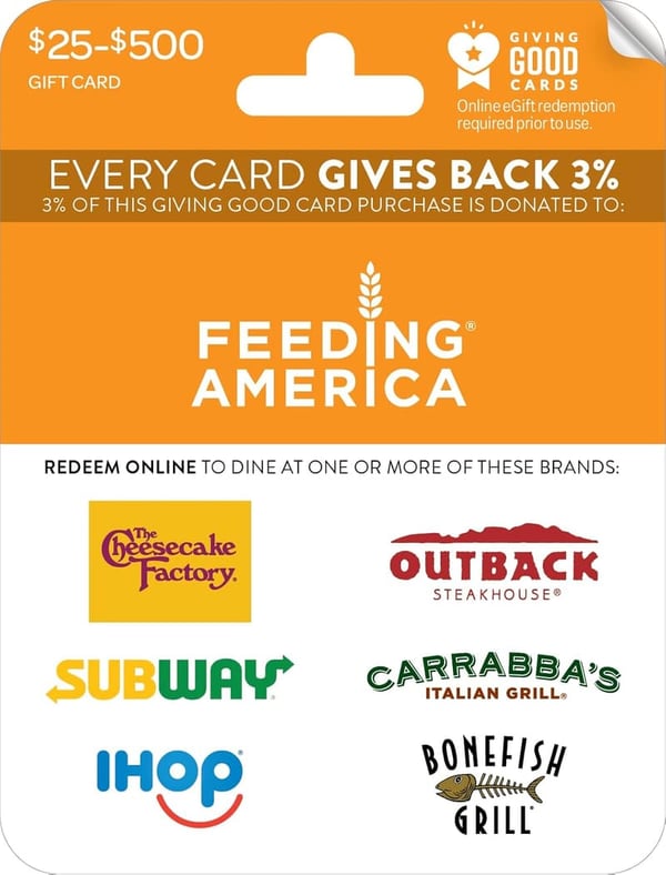 Feeding America Gift Card - Support Hunger Relief