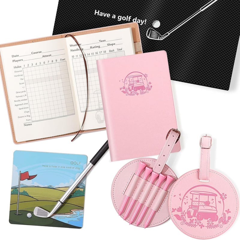 Funny Golf Gift Set for Dad: Scorecard Book, Bag Tag, Tees & Pen
