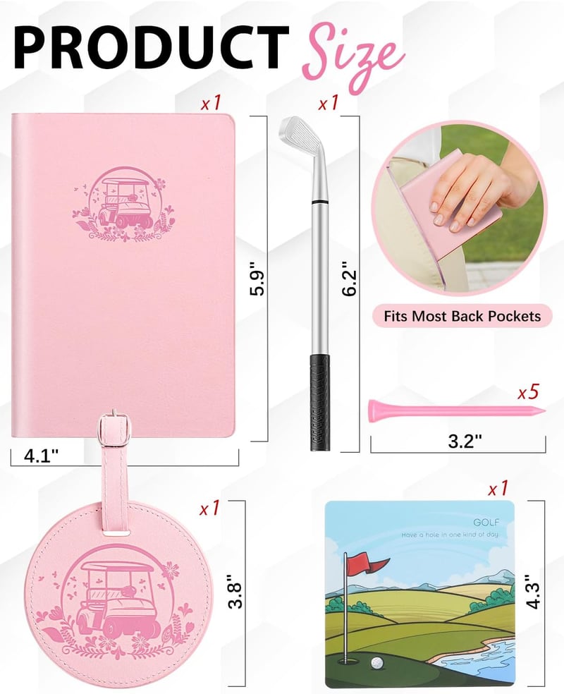 Funny Golf Gift Set for Dad: Scorecard Book, Bag Tag, Tees & Pen