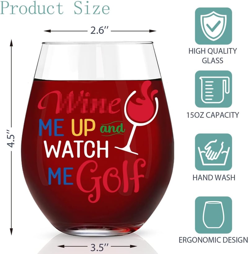 Golf Lover Stemless Wine Glass - Funny Gift for Mom