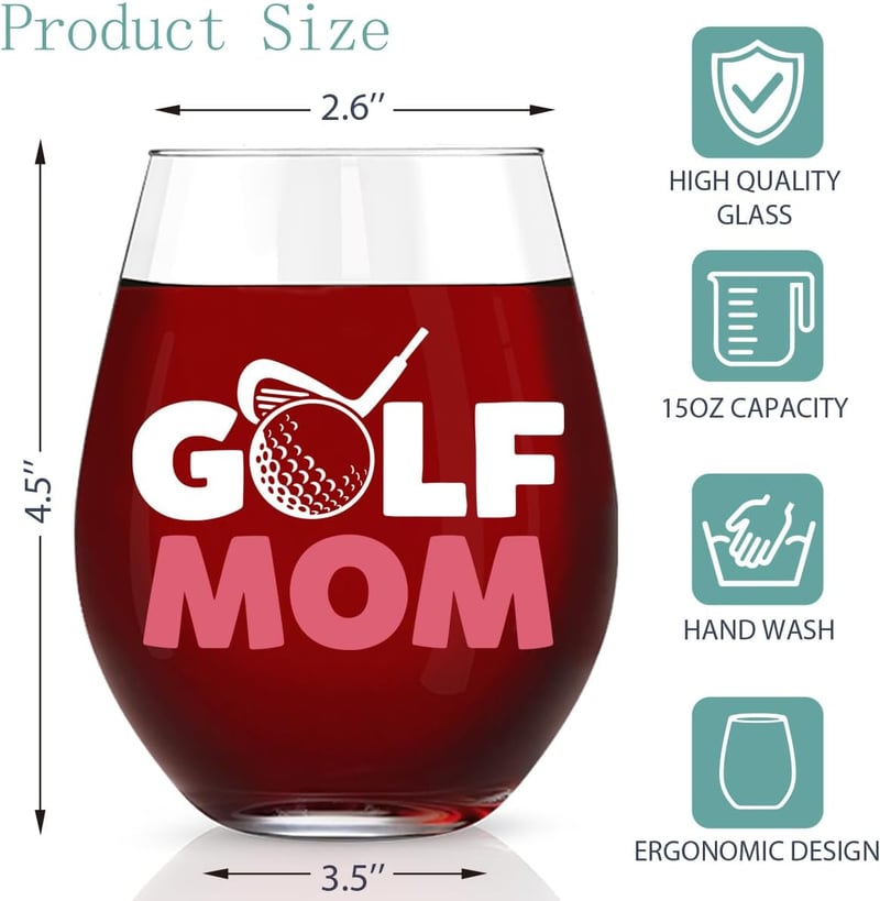 Funny Golf Stemless Wine Glass for Mom - Great Birthday Gift