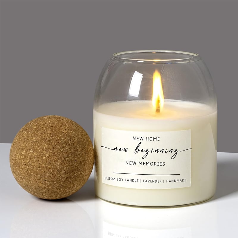 Housewarming Gift - Lavender Soy Wax Candle, 60-Hour Burn
