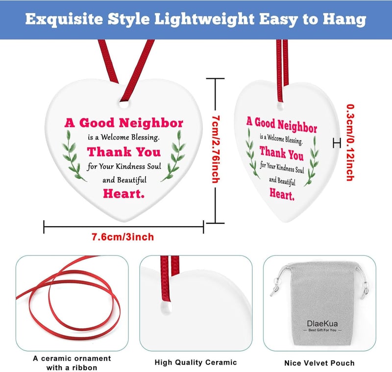Thank You Neighbor Christmas Ornament Gift for Women