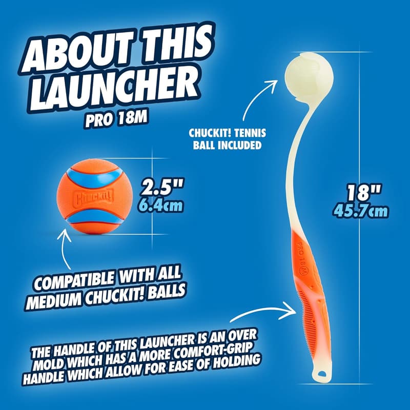 Chuckit! Pro 18-Inch Fetch Ball Launcher with Max Glow Ball