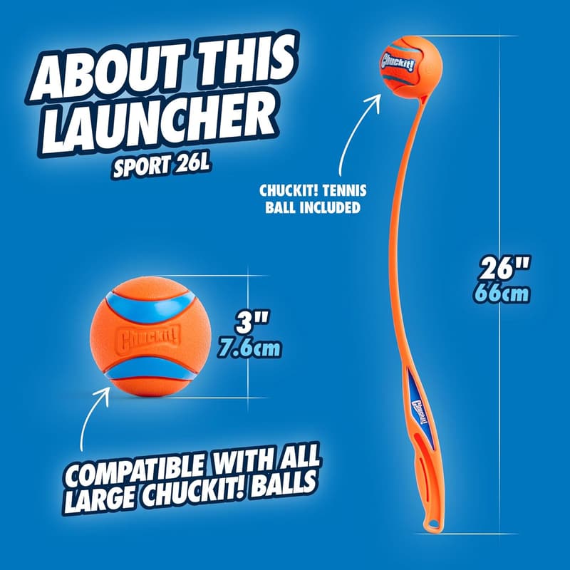Chuckit! Sport 26L Dog Ball Launcher with 3-Inch Ball for Large Dogs