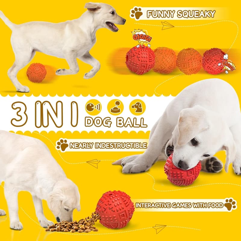 Nearly Indestructible Treat Dispensing Dog Ball for Large Breeds