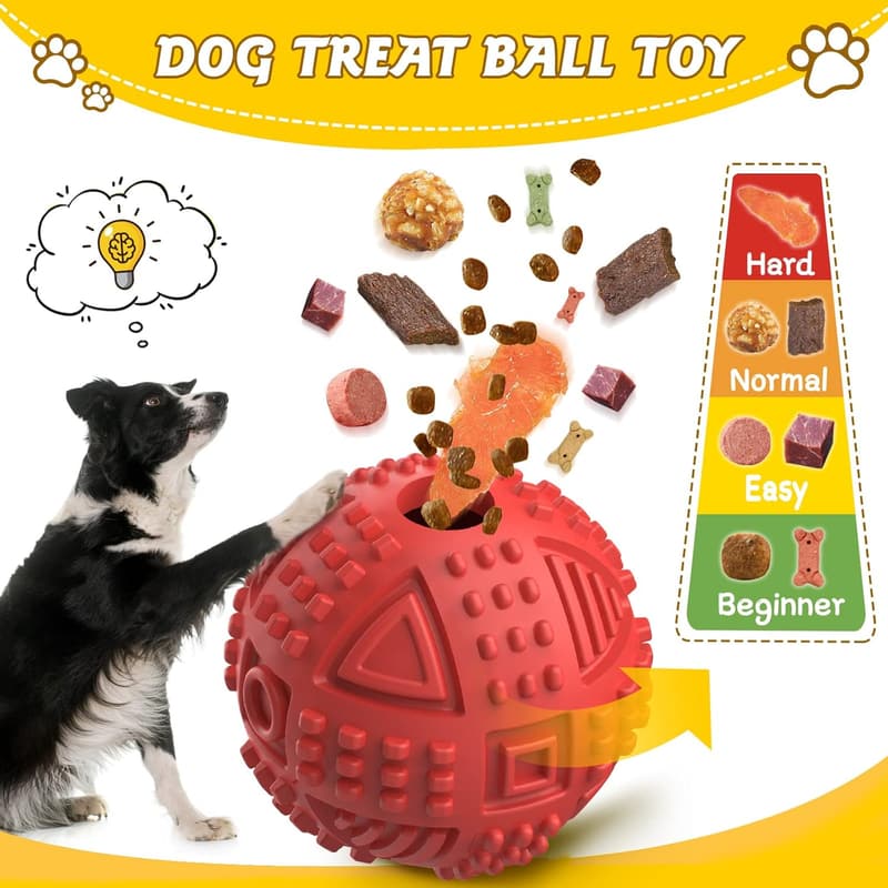 Nearly Indestructible Treat Dispensing Dog Ball for Large Breeds