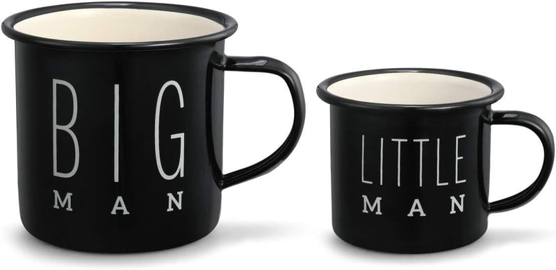 Midnight Black Metal Camper Mugs Set for Dads and Sons