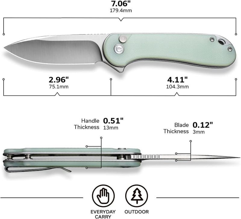 CIVIVI Elementum II Folding Knife with G10 Handle, 2.96