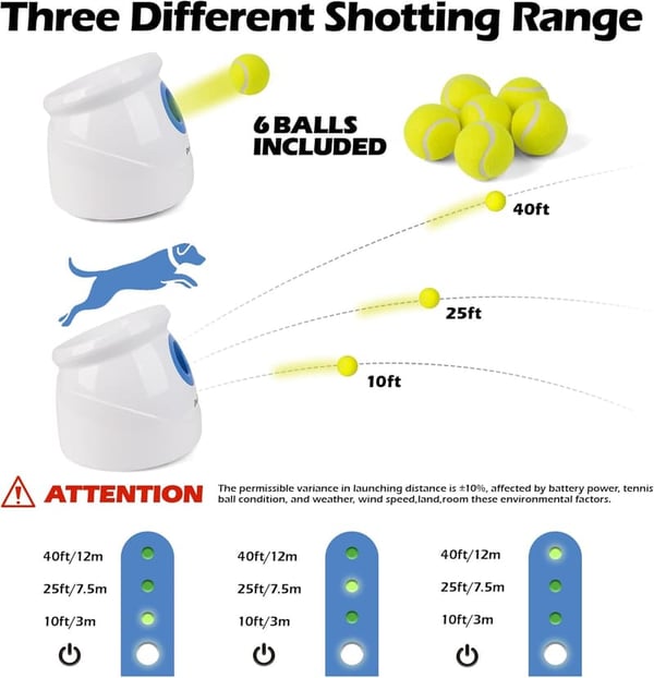 Automatic Ball Launcher for Large Dogs - Adjustable 10-40ft Distance