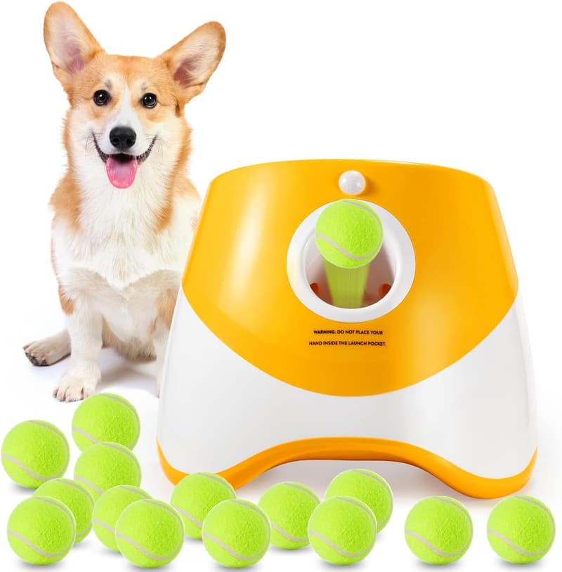 Interactive Automatic Dog Ball Launcher with 15 Mini Tennis Balls