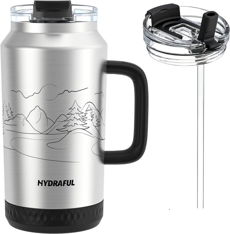 Insulated Stainless Steel 64 oz Tumbler with Straw - Travel Mug