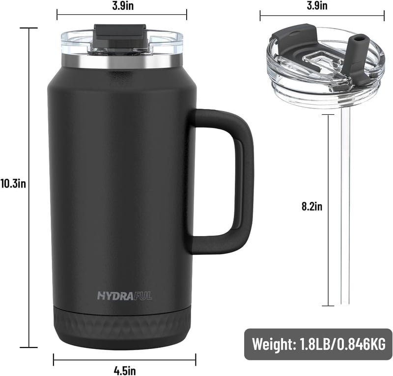 Insulated Stainless Steel 64 oz Tumbler with Straw - Travel Mug
