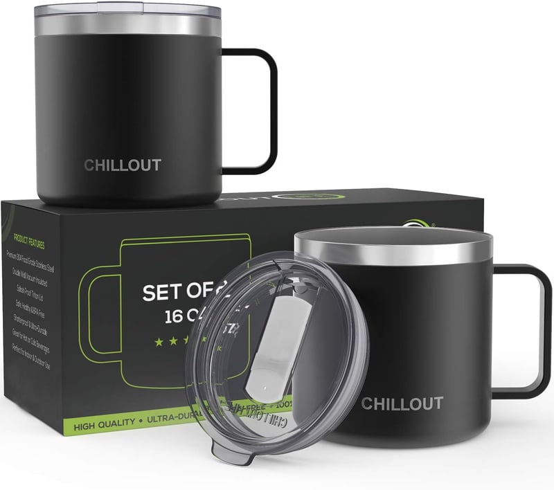 Stainless Steel 16 oz Insulated Coffee Mug - 2 Pack