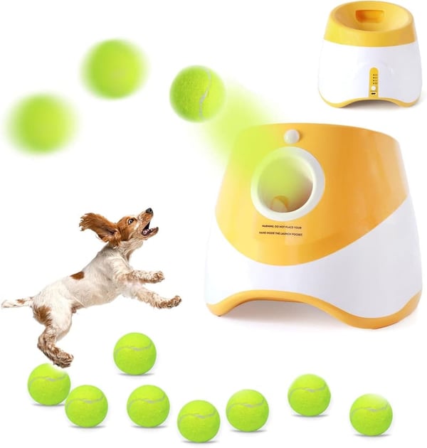 Automatic Dog Ball Launcher with 9 Tennis Balls - 10-30ft Distance