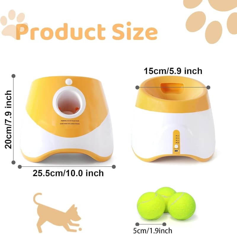 Automatic Dog Ball Launcher with 9 Tennis Balls - 10-30ft Distance