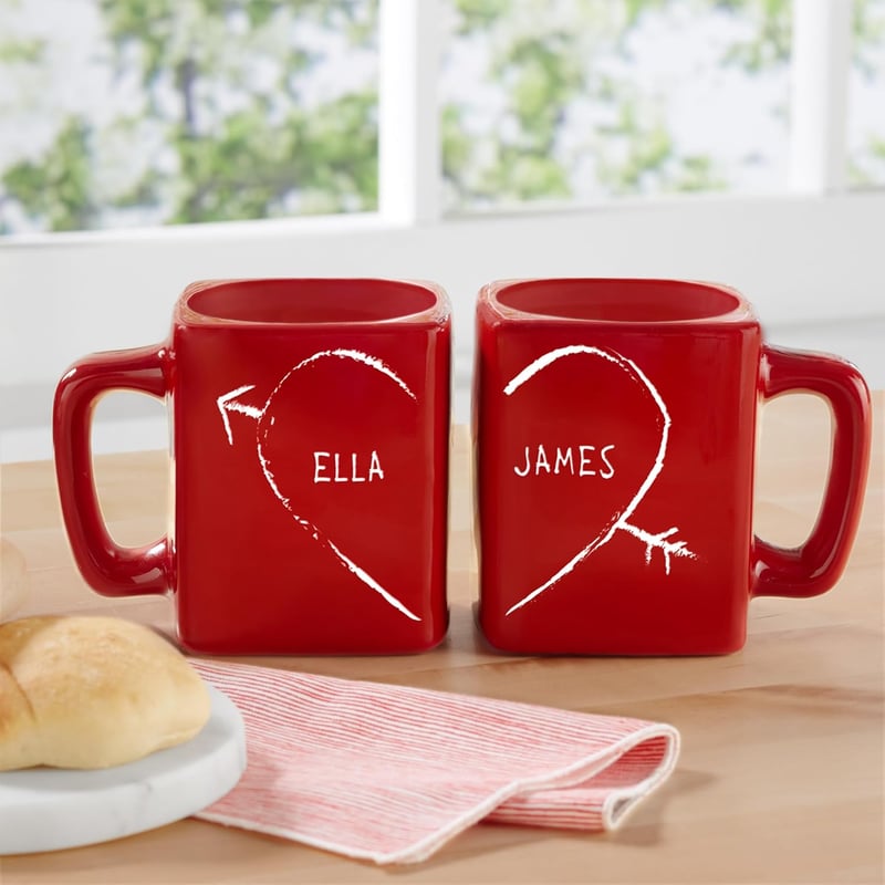 Valentine's Day Personalized Ceramic Mug Set for Couples