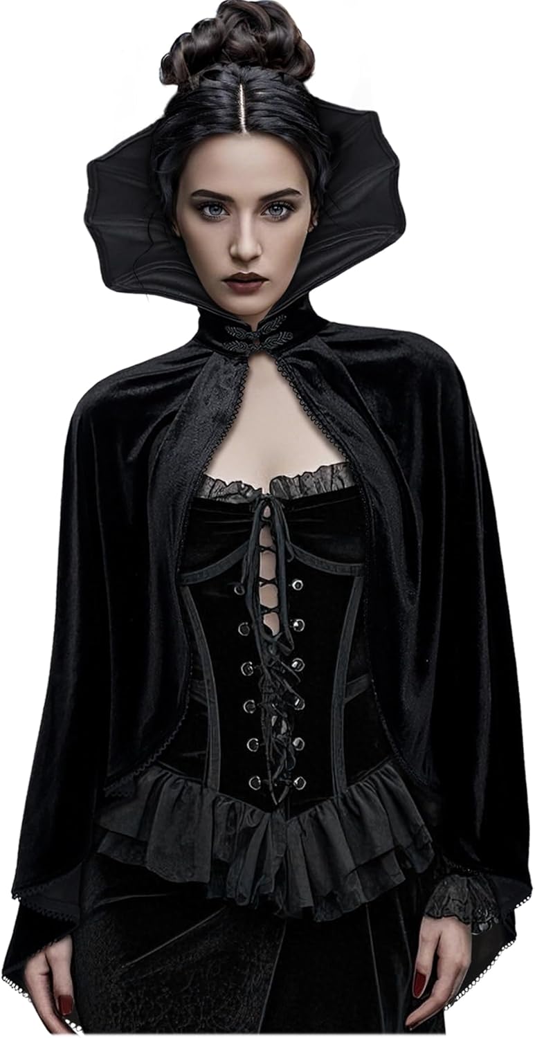 Vampire Cosplay Cape with Standup Collar for Women