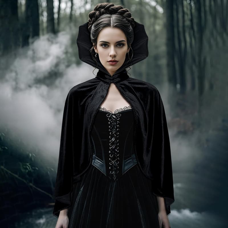 Vampire Cosplay Cape with Standup Collar for Women