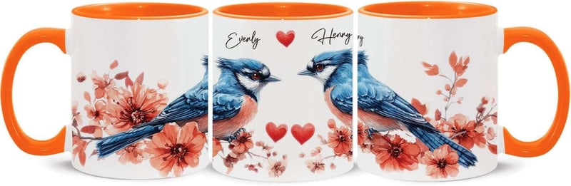 Personalized Valentine's Day Mug - Bird Couple Design