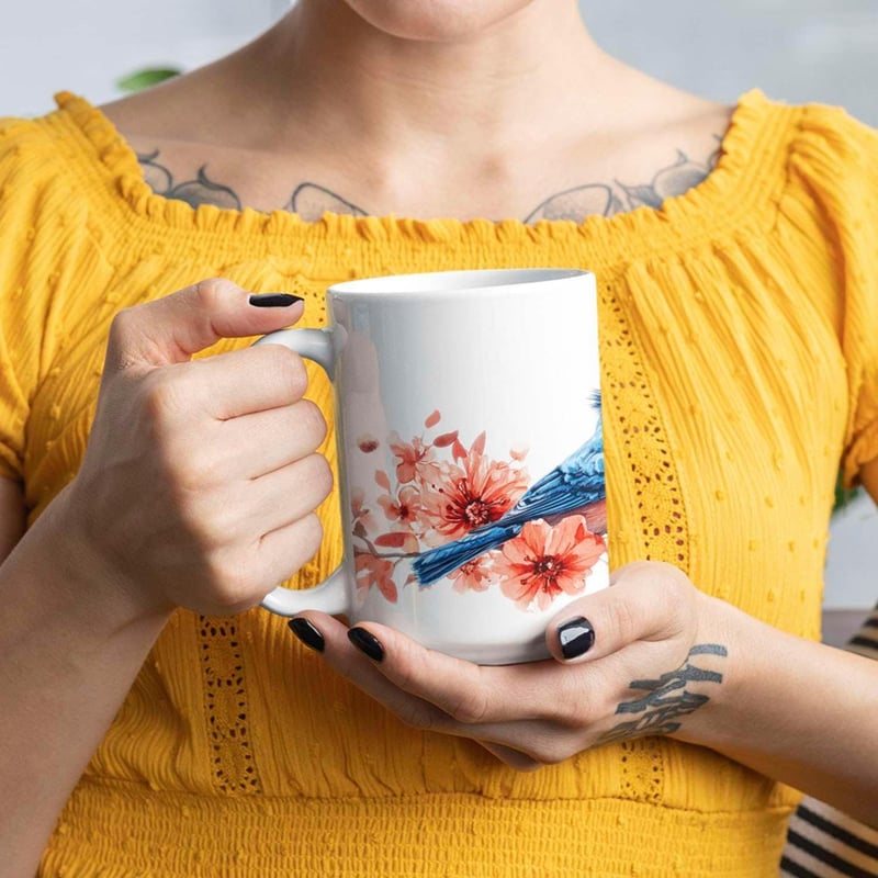 Personalized Valentine's Day Mug - Bird Couple Design