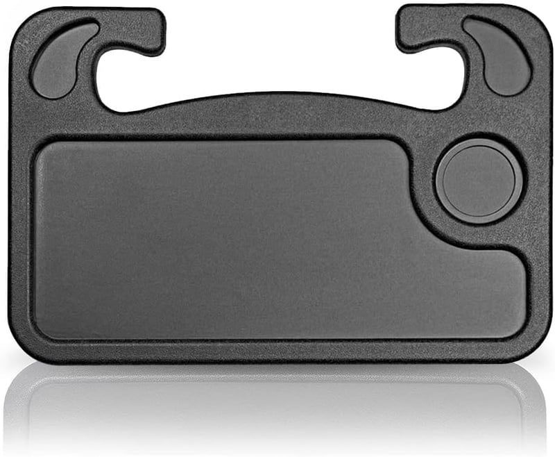 Car Steering Wheel Desk | Food Tray for Travelers | Universal Fit (Black)