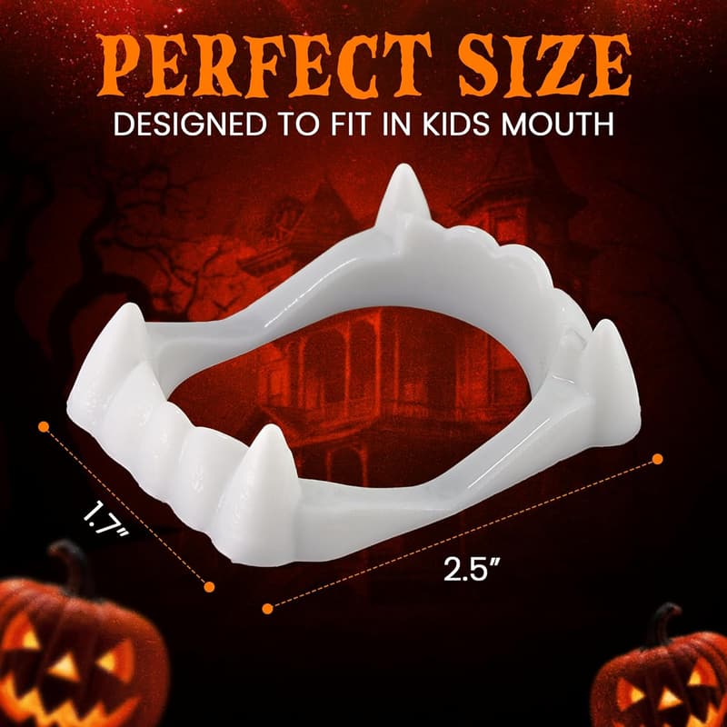Kids' Halloween Vampire Teeth, 12 Pack Costume Fangs