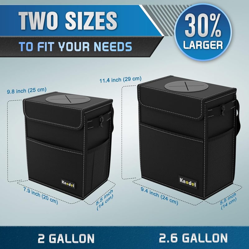 Leak-Proof Waterproof Car Trash Can with Lid - 2 Gallon