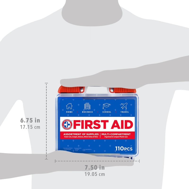 110-Piece First Aid Kit for Home, Office, Car, and Travel